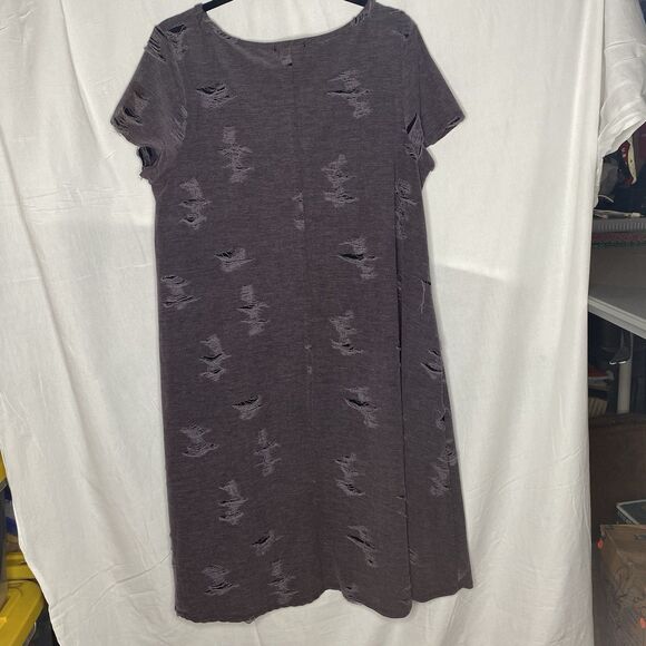Poof New York Dress Size XL Gray A-Line Mini Cap Sleeve Distressed Destroyed USA - Picture 3 of 8